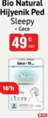 SLEEPY BİO NATURAL HİJYENİK PED GECE 16'LI